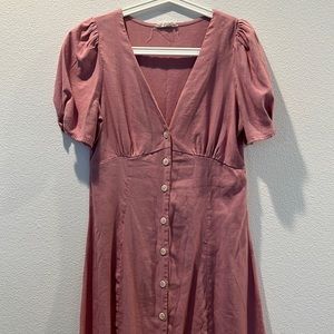 Mauve Puff Sleeve Dress